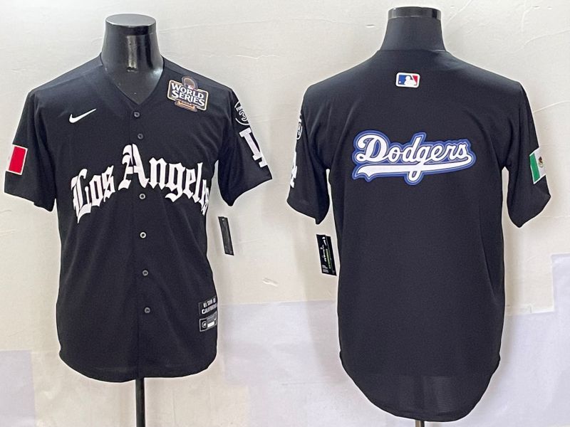 Men Los Angeles Dodgers Blank Black Five generations Joint Name 2025 Nike MLB Jersey style 17
